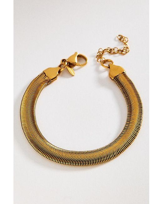 By Anthropologie Metallic Chunky Snake Chain Water-Resistant Bracelet