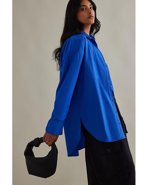 Melie Bianco Blue Larissa Woven Faux-Leather Shoulder Bag