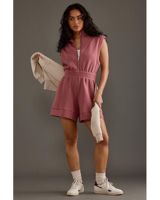 Varley Brown Linvale Sleeveless Knit Playsuit