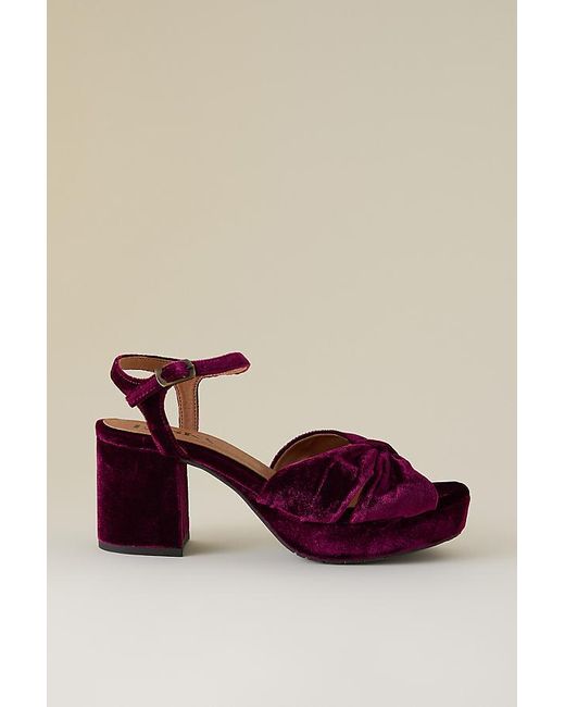 Esska Purple Chilli Velvet Platform Heels