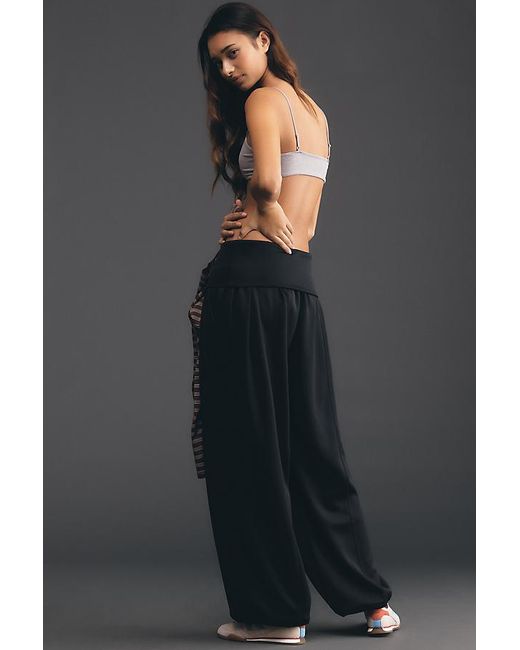 Daily Practice Black Foldover Balloon Trousers