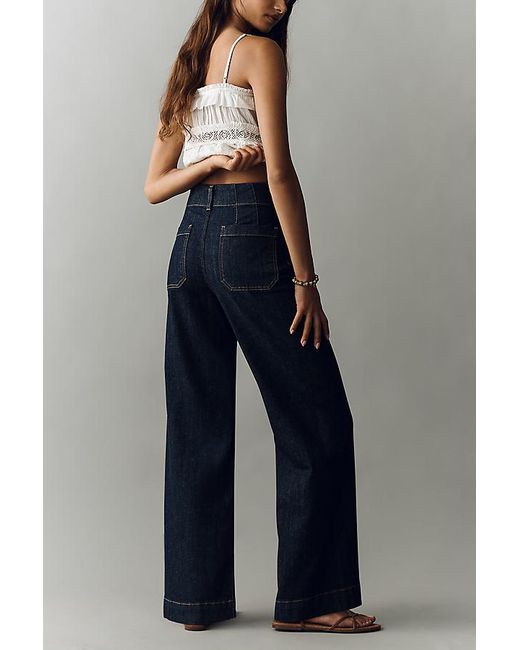 Maeve Blue Colette Full-Length High-Rise Wide-Leg Jeans By