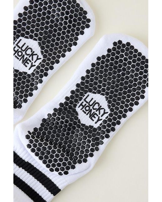 Lucky Honey White Boyfriend Grip Socks