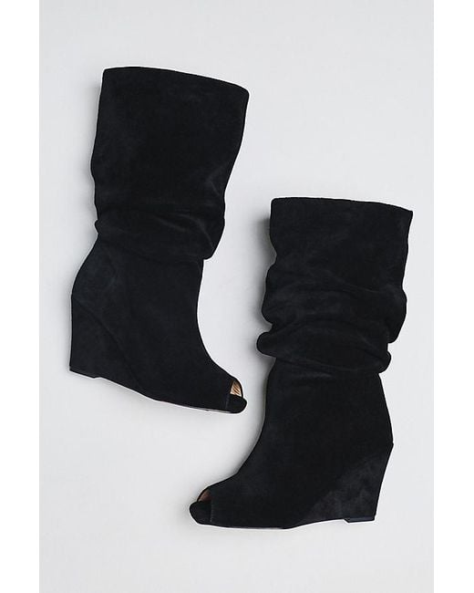 Silent D Black Kiki Peep-Toe Tall Boots
