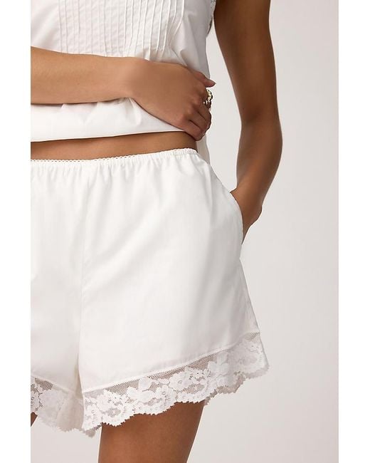 Faithfull The Brand White Cristina Cotton Lace-Hem Shorts