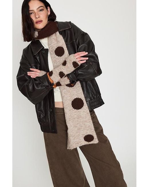 By Anthropologie Natural Long Polka Dot Fingerless Gloves