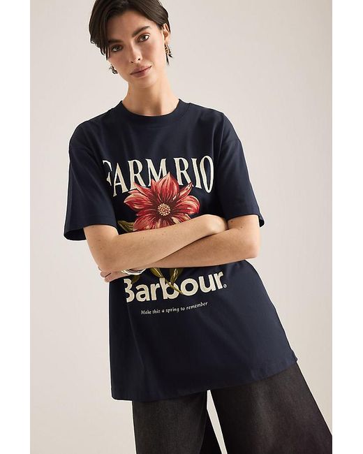 BARBOUR X FARM RIO Blue Wild Flower T-Shirt
