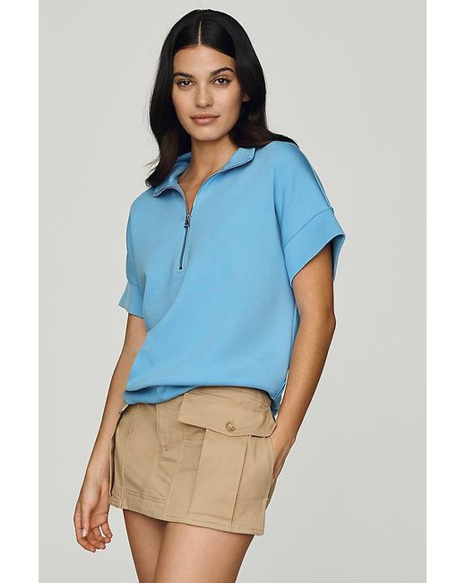 Varley Blue Ritchie 2.0 Quarter Zip Short-Sleeve Top