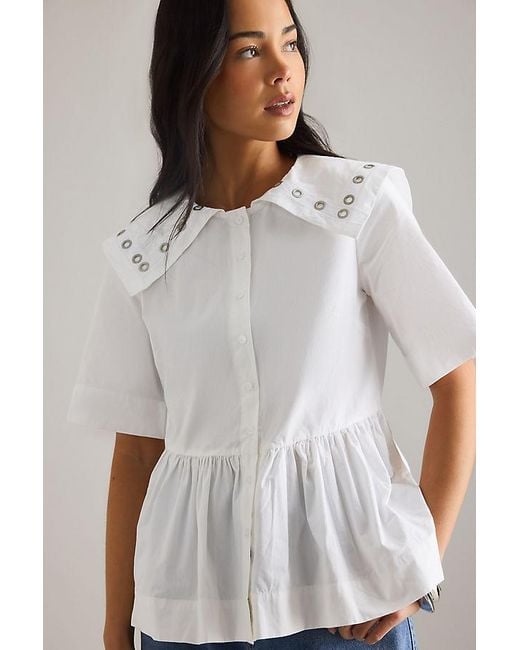 Damson Madder Gray Cyrus Eyelet Blouse