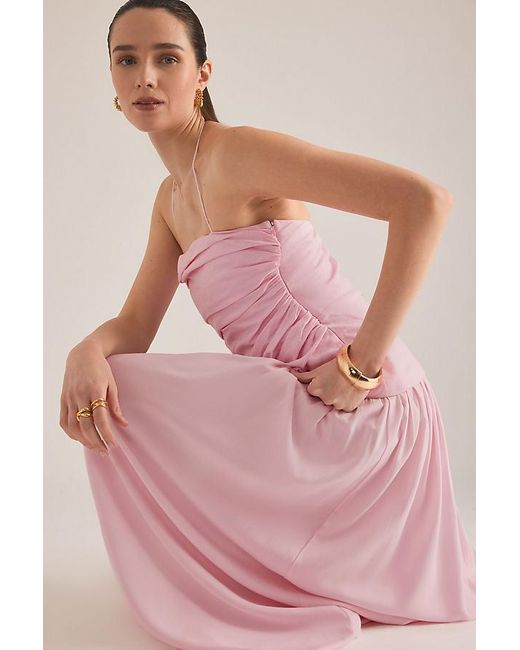 Faithfull The Brand Pink Notte Ruched Drop-Waist Maxi Dress