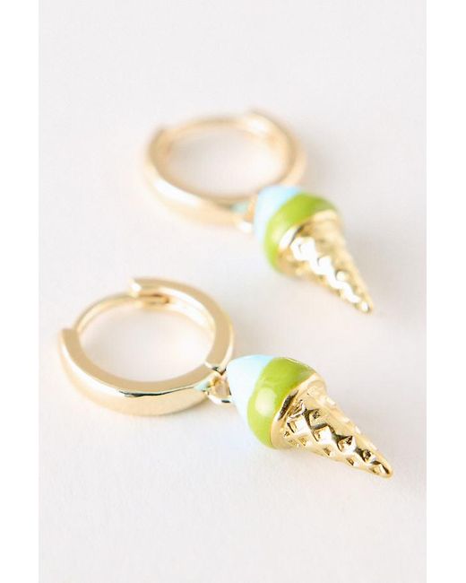 By Anthropologie Metallic Ice Cream Huggie Hoop Earrings