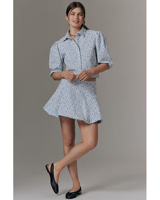 Maeve Gray Printed Bubble Mini Skirt