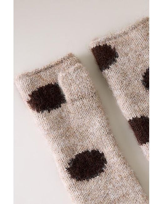 By Anthropologie Natural Long Polka Dot Fingerless Gloves