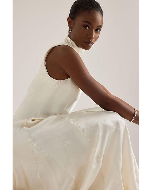 By Anthropologie Natural Joni Jacquard High-Neck Maxi Dress