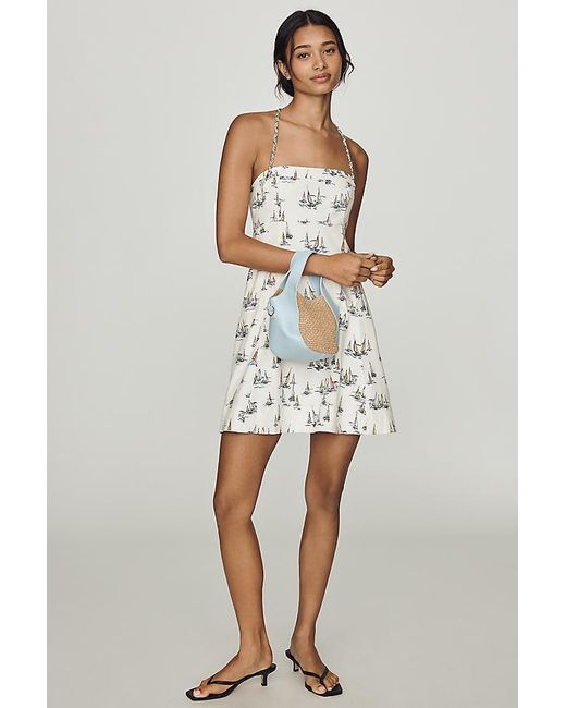 Maeve White Linen-Blend Mini Dress