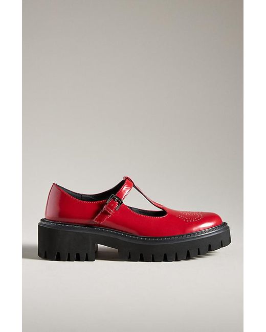 Bibi Lou Red Cathy Leather T-strap Mary Janes