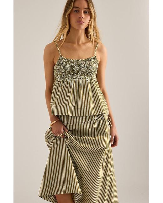 Damson Madder Natural Caspia Stripe Midi Skirt