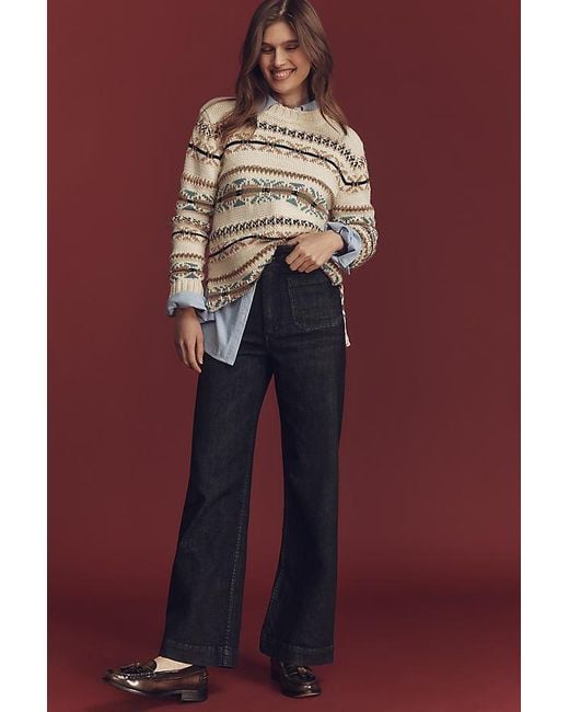 Maeve Red The Colette Full-Length High-Rise Wide-Leg Jeans By
