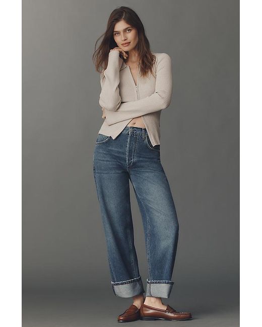 Pilcro Gray Baggy Beau Boyfriend Mid-Rise Relaxed Jeans