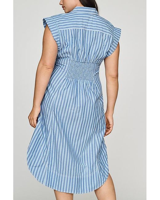 Pilcro Blue Sleeveless Wrap Shirt Dress
