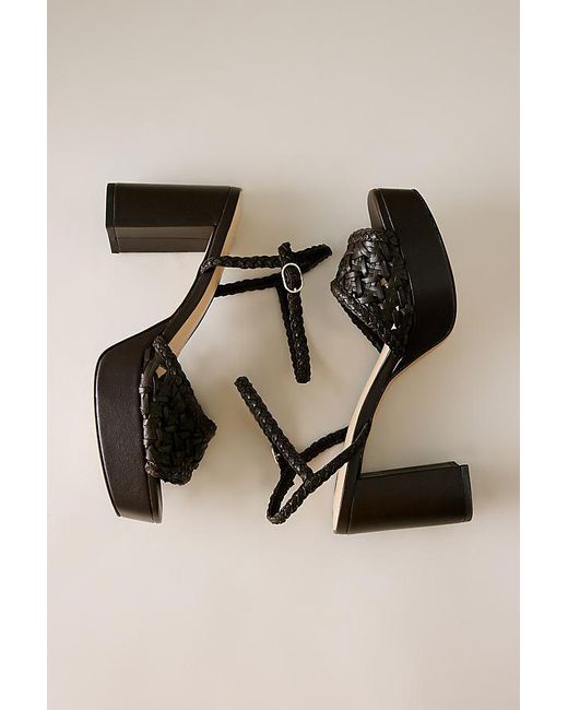 By Anthropologie Brown Woven Platform Heels