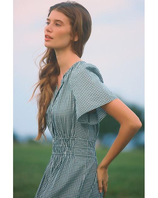 By Anthropologie Green The Somerset Gingham Maxi Dress