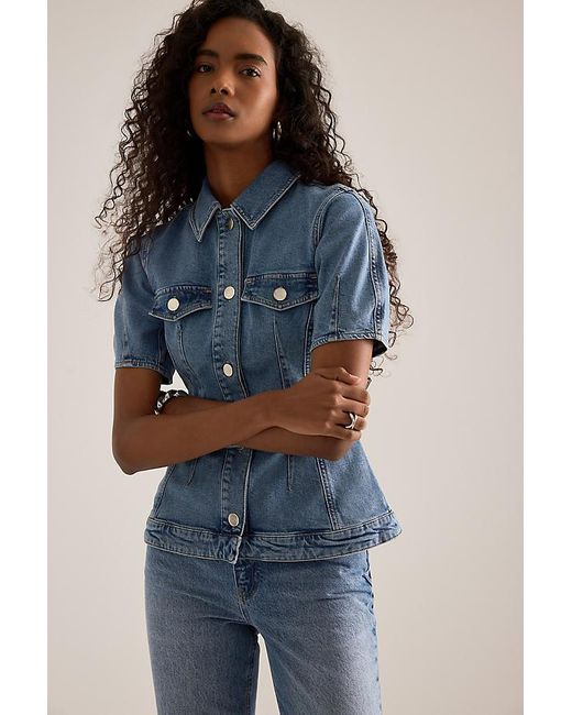 ALIGNE Blue Jette Short-Sleeve Denim Shirt