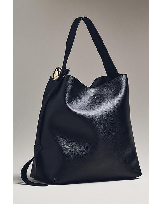 By Anthropologie Blue Slouchy Faux-Leather Tote Bag