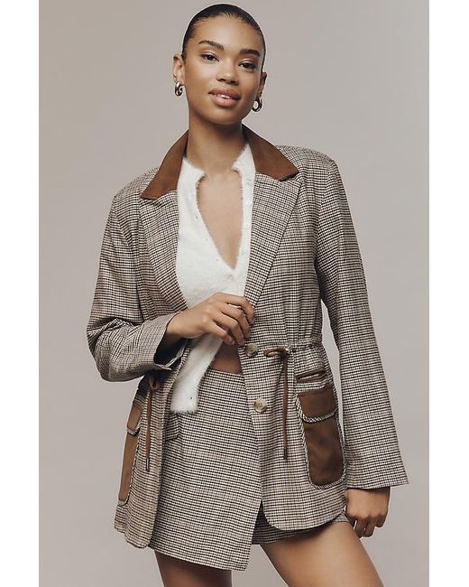Maeve Brown Cinch-Waist Blazer