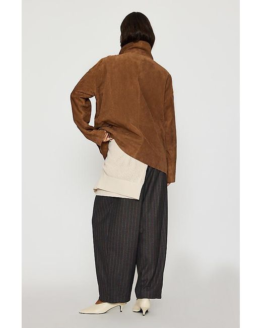 By Anthropologie Brown Suede Funnel-Neck Jacket