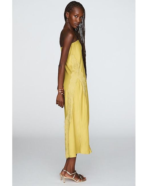 By Anthropologie Yellow The Tilda Lace-Trim Maxi Slip Skirt