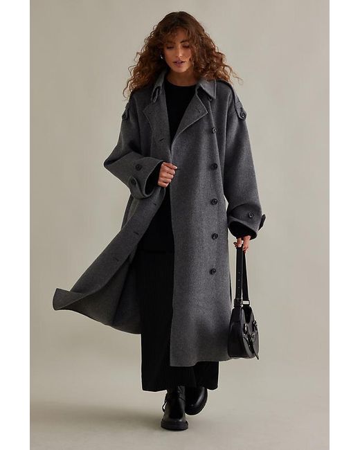 Second Female Gray Walance Wool-blend Trench Coat