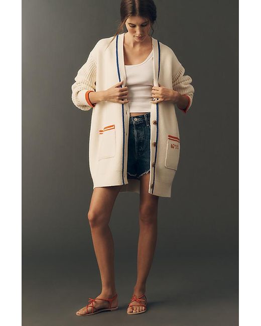 Maeve Green Cotton Blend Veggie Motif Cardigan