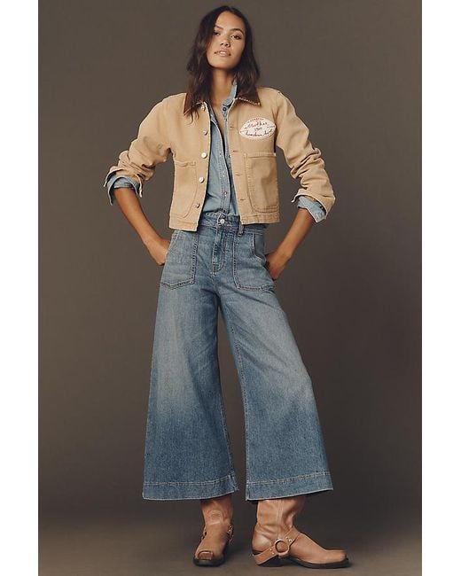 Pilcro Gray Sienna Crop High-Rise Wide-Leg Jeans