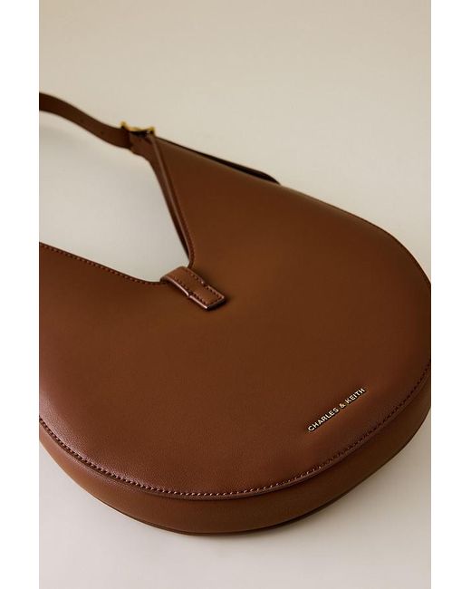 Charles & Keith Natural Cesia Metallic-Accent Hobo Bag