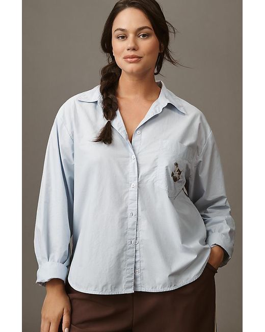 Maeve Blue The Shrunken Bennet Buttondown Shirt By