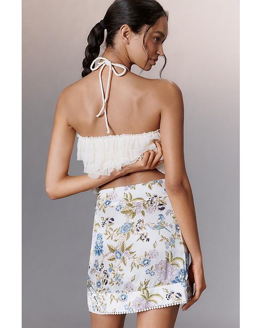 Maeve Multicolor Printed Satin Mini Wrap Skirt