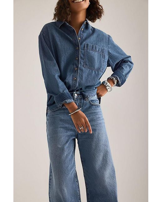 FRAME Blue The Bow High-Rise Barrel Jeans