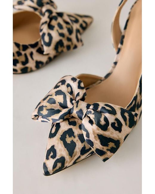 By Anthropologie Multicolor Leopard Satin Bow Slingback Heels