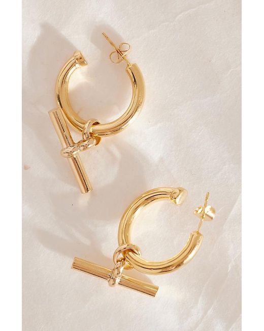 Tilly Sveaas Natural Gold-plated Large T-bar Hoop Earrings