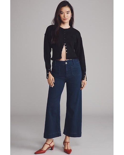 Maeve Gray The Colette Denim Cropped Wide-Leg Jeans By