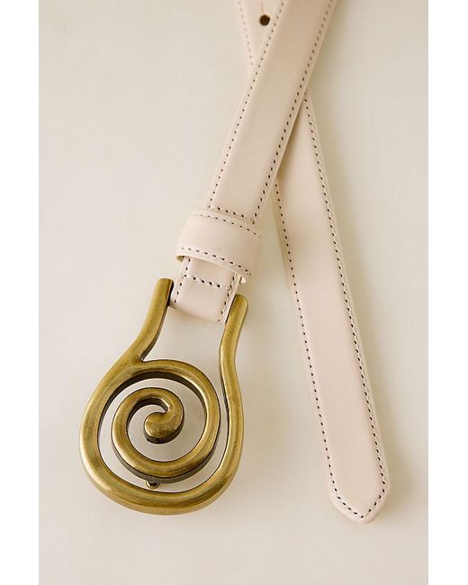 By Anthropologie Natural Swirl Buckle Leather Belt