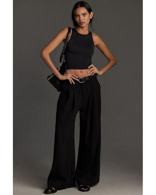 By Anthropologie Black The Reegan Seamless Ribbed Cropped Tank Top