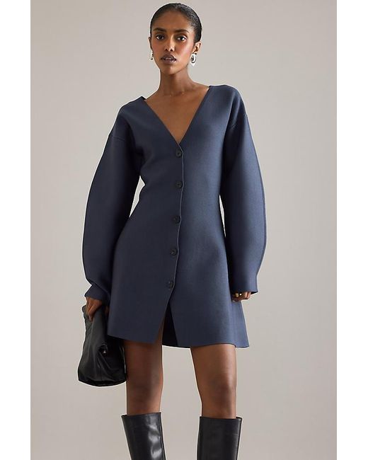 By Anthropologie Blue Hourglass Knit Mini Dress