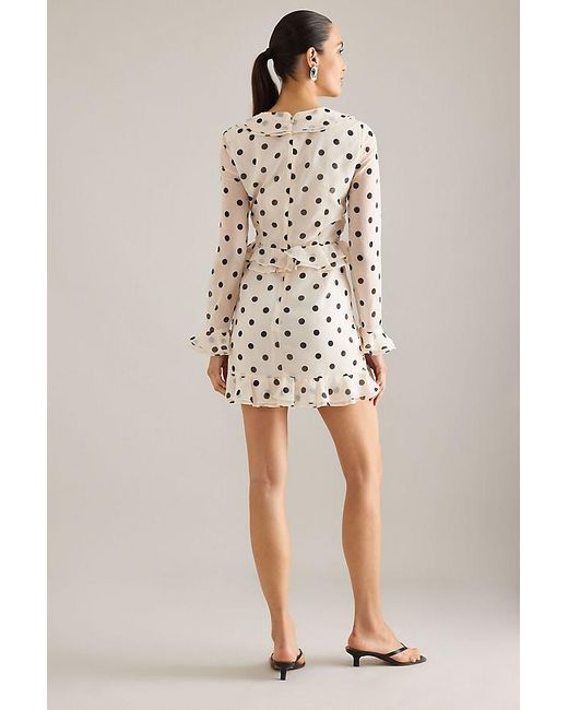 Bardot Natural Frill Spot Mini Dress