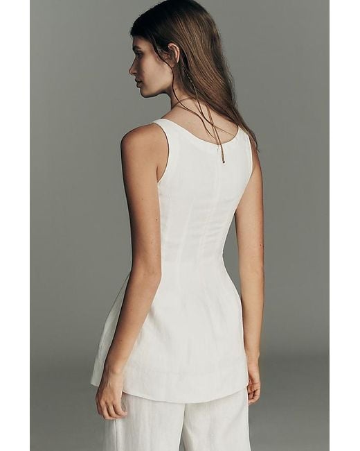 Faithfull The Brand White Syna Linen Waisted Top
