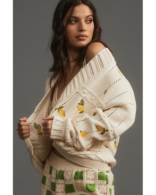 Maeve Brown Fruit-embroidered Cardigan