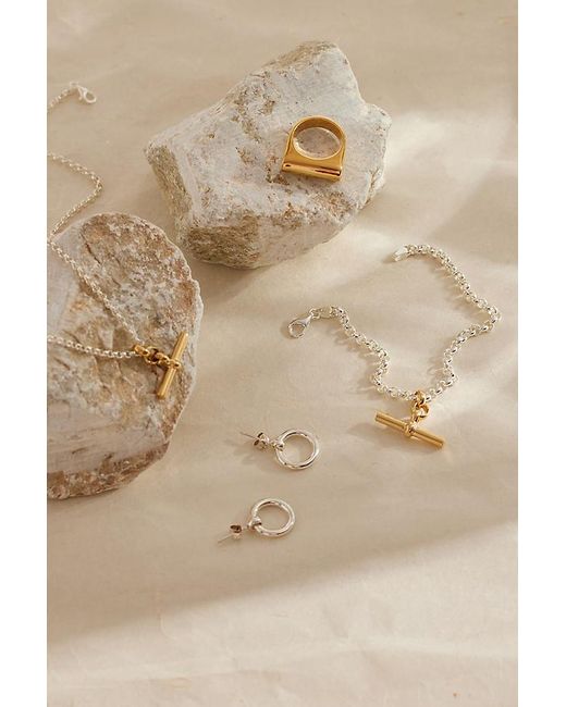 Tilly Sveaas Brown Silver Belcher Chain T-bar Bracelet