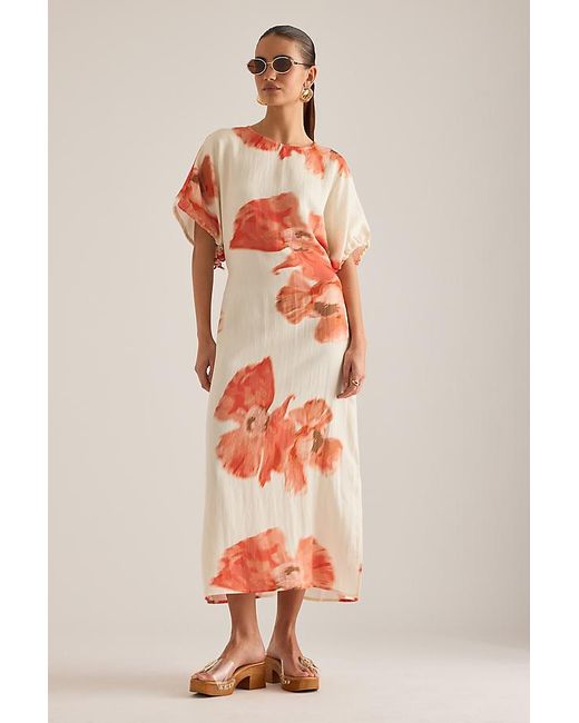 Never Fully Dressed Pink Simmi Short-Sleeve Floral Midi Dress