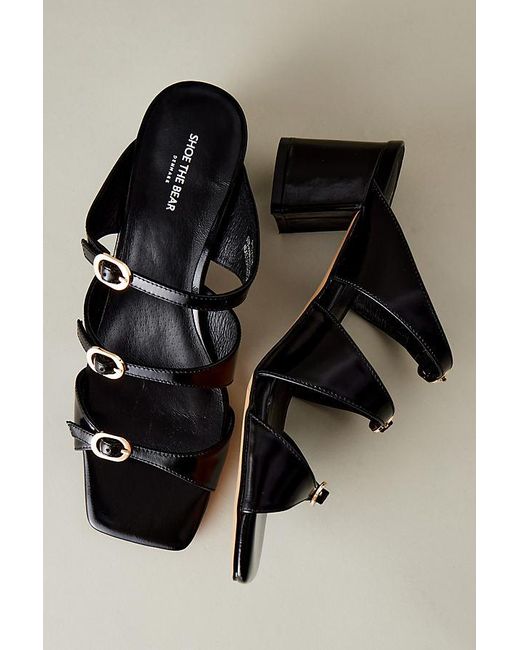 Shoe The Bear Black Strappy Open-toe Leather Mules